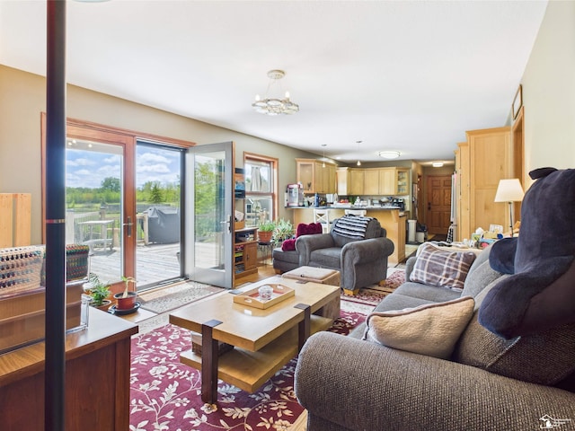 5015 Piehl Rd, Ottawa Lake, MI 49267 - living area with a chandelier