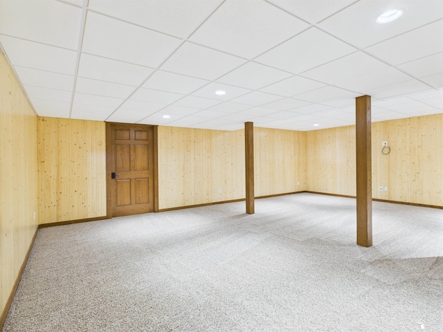 5015 Piehl Rd, Ottawa Lake, MI 49267 - finished basement with a drop ceiling, carpet floors, and recessed lighting
