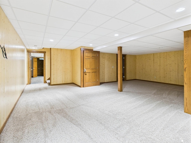 5015 Piehl Rd, Ottawa Lake, MI 49267 - finished basement featuring a paneled ceiling, carpet, and recessed lighting