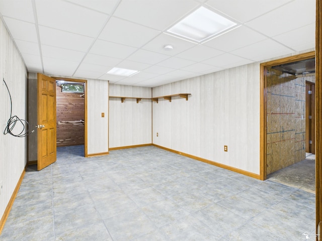 5015 Piehl Rd, Ottawa Lake, MI 49267 - finished basement with a paneled ceiling and wooden walls