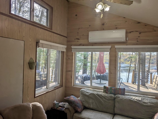 9600 S Oxeye, Baldwin, MI 49304 - sunroom / solarium with a wall mounted air conditioner, healthy amount of natural light, and lofted ceiling