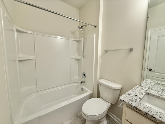 2763 Polson St, Ann Arbor, MI 48105 - full bathroom featuring baseboards, toilet, tile patterned floors, vanity, and bathtub / shower combination