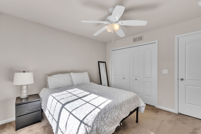 25340 Villagewood, South Lyon, MI 48178 - bedroom with carpet floors, a closet, baseboards, and ceiling fan