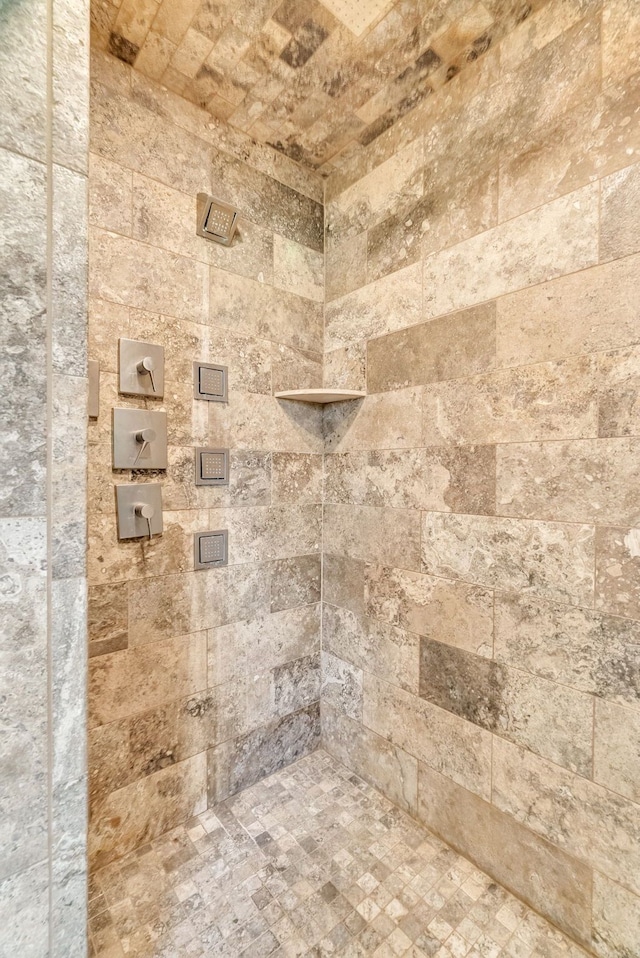 bathroom view of tiled shower