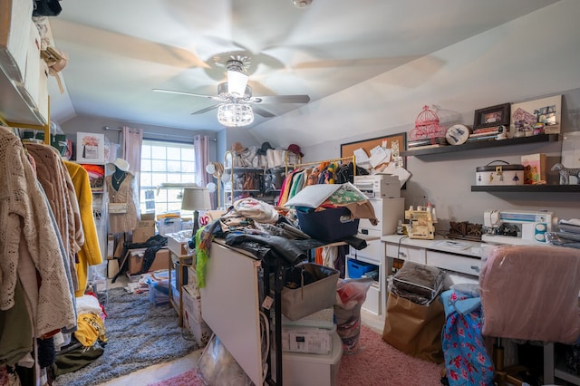 3897 Hunters Way, Canton, MI 48188 - home office with vaulted ceiling and a ceiling fan