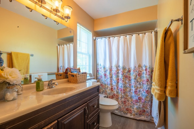 3897 Hunters Way, Canton, MI 48188 - full bath featuring wood finished floors, toilet, vanity, and a shower with curtain