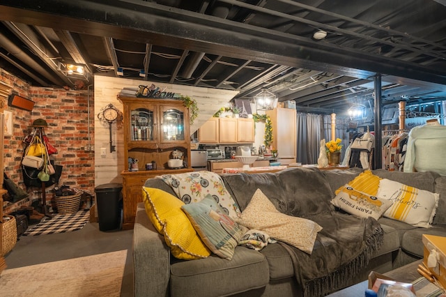 3897 Hunters Way, Canton, MI 48188 - living area featuring concrete floors