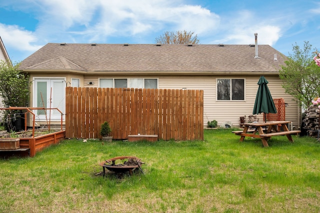 47697 Barclay Ct, Shelby Twp, MI 48317 - back of house with a fire pit and roof with shingles