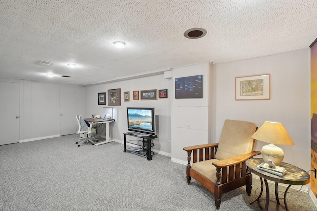 1815 Cooley Ave, Ann Arbor, MI 48103 - living area with carpet, an office area, and baseboards