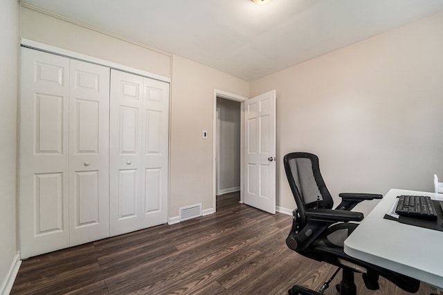 33731 Newport Dr, Sterling Heights, MI 48310 - home office with dark wood-style floors and baseboards