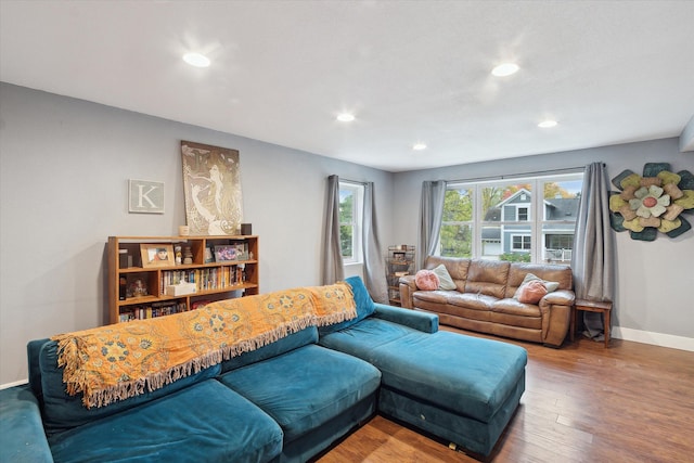 1812 Orchard St, Ann Arbor, MI 48103 - living area featuring baseboards, recessed lighting, and wood finished floors