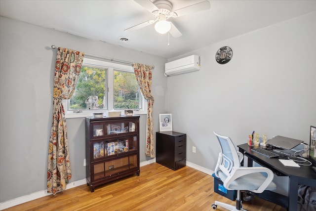 1812 Orchard St, Ann Arbor, MI 48103 - office space with a wall mounted air conditioner, light wood-style floors, ceiling fan, and baseboards