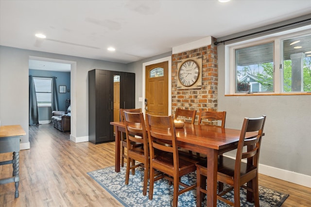 1812 Orchard St, Ann Arbor, MI 48103 - dining space featuring baseboards, light wood finished floors, and recessed lighting
