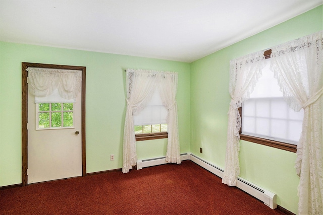 200 Brink St, Grant, MI 49327 - spare room with dark colored carpet and a baseboard heating unit