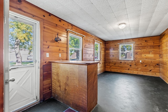 434 Walnut St, Howard City, MI 49329 - bar with concrete floors and wood walls