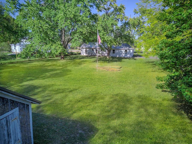 434 Walnut St, Howard City, MI 49329 - view of green lawn with an outbuilding