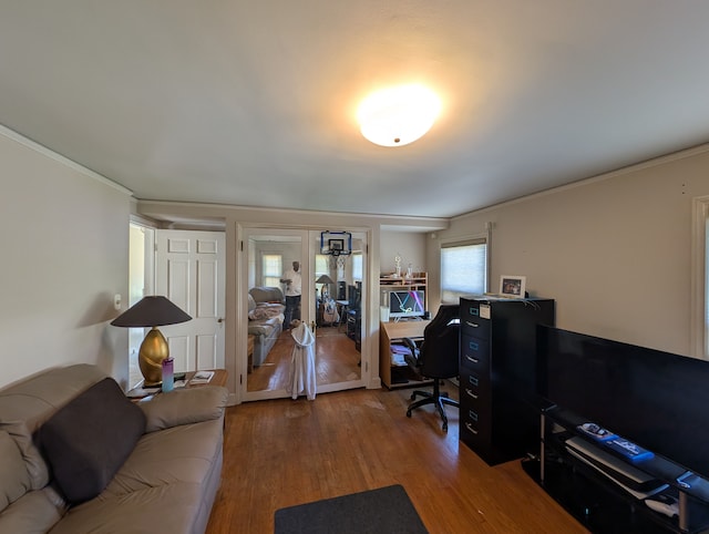 9864 E Outer Dr, Detroit, MI 48224 - office space with wood finished floors, french doors, and crown molding