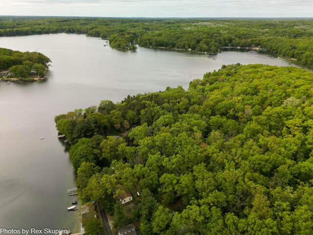5705 Centerline Rd, Newaygo, MI 49337 - aerial view of a heavily wooded area and a large body of water