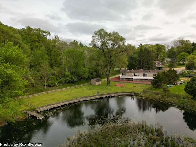 5705 Centerline Rd, Newaygo, MI 49337 - water view featuring a forest and a boat dock