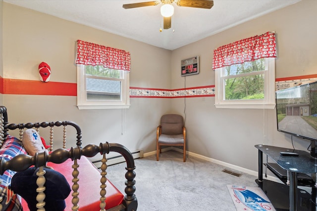 204 Crockett Dr, Quincy, MI 49082 - carpeted bedroom featuring a ceiling fan and baseboards