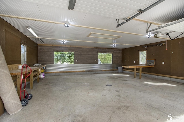 635 Pokey Dr, Hastings, MI 49058 - garage with a garage door opener and wooden walls