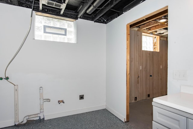 basement with baseboards