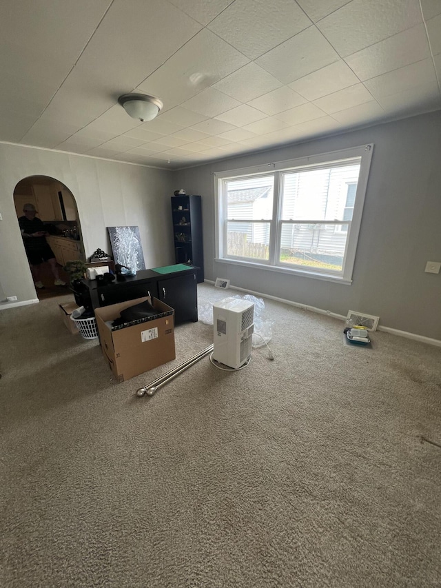 939 Baraga St NE, Grand Rapids, MI 49503 - carpeted home office featuring arched walkways