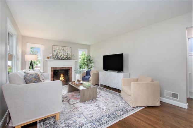 424 S Cass St, Berrien Springs, MI 49103 - living area with wood finished floors, baseboards, and a fireplace