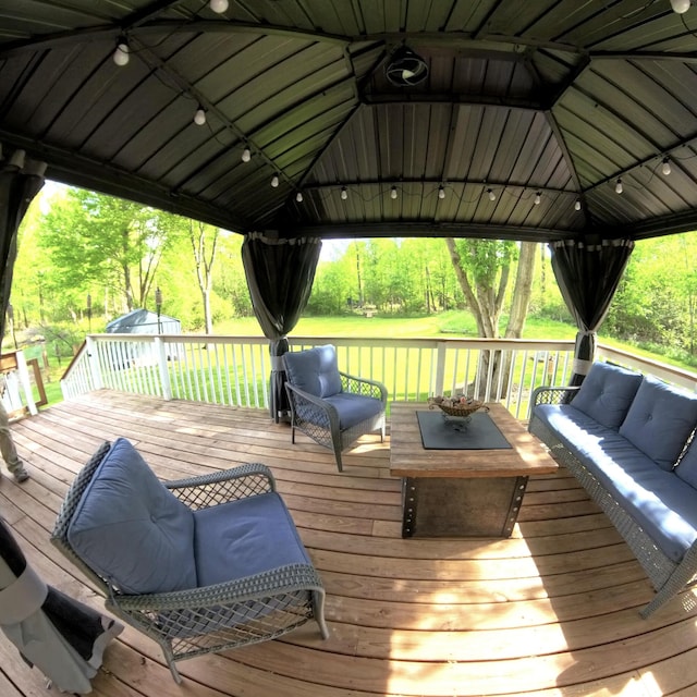 5734 108th Ave, Pullman, MI 49450 - deck with an outdoor hangout area and a gazebo