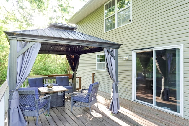 5734 108th Ave, Pullman, MI 49450 - wooden terrace with an outdoor hangout area and a gazebo