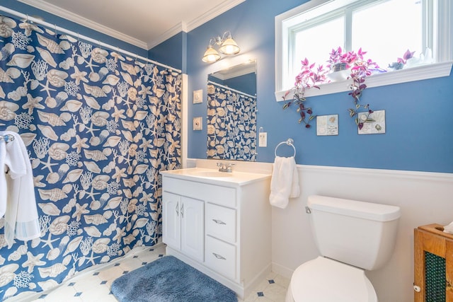 1719 Center St, Carleton, MI 48117 - full bath featuring toilet, vanity, and ornamental molding