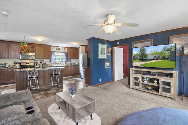 29878 Meadow Ln, Gibraltar, MI 48173 - living room with ceiling fan