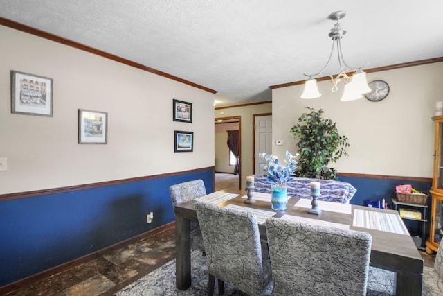 29878 Meadow Ln, Gibraltar, MI 48173 - dining area with ornamental molding, stone finish floors, and baseboards