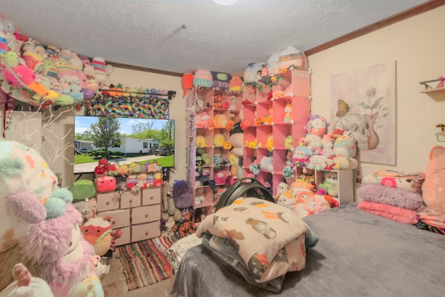 29878 Meadow Ln, Gibraltar, MI 48173 - bedroom with crown molding and a textured ceiling
