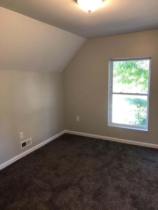 1402 N Ave NE, Grand Rapids, MI 49505 - additional living space featuring vaulted ceiling, dark colored carpet, and baseboards
