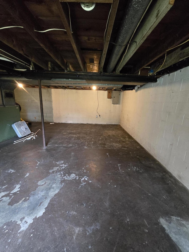 3800 W Hallett Rd, Hillsdale, MI 49242 - unfinished below grade area with electric panel and concrete block wall