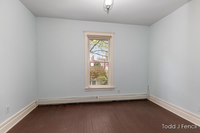 554 Madison Ave SE, Grand Rapids, MI 49503 - spare room with a baseboard heating unit, dark wood finished floors, and baseboards
