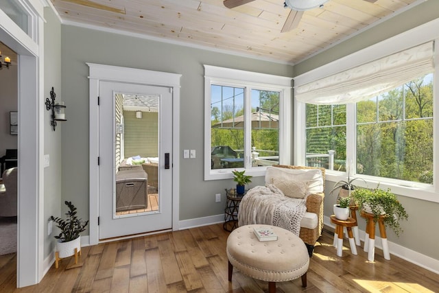 9510 Sparta Ave NW, Sparta, MI 49345 - sunroom / solarium with hardwood / wood-style floors, wooden ceiling, and baseboards