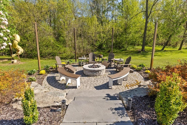 9510 Sparta Ave NW, Sparta, MI 49345 - view of patio with an outdoor fire pit