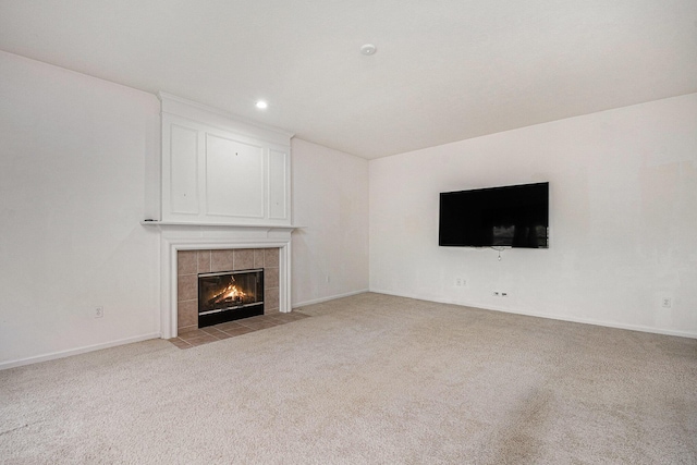 2570 Black Horse Ct NE, Grand Rapids, MI 49505 - unfurnished living room featuring light colored carpet, a fireplace, recessed lighting, and baseboards