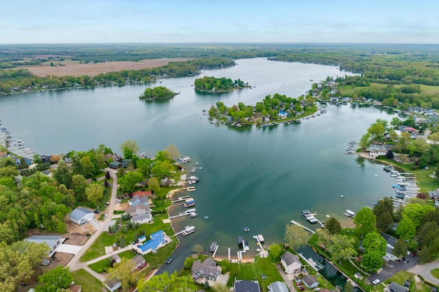 aerial overview of property's location with a large body of water