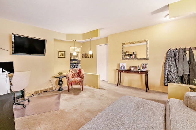 view of carpeted home office
