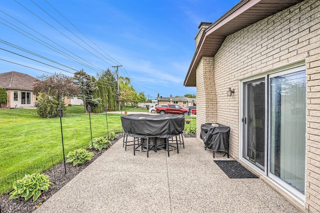 view of patio with area for grilling