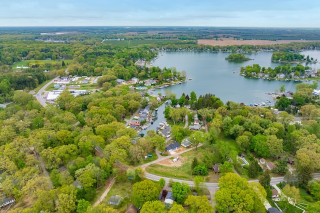 aerial view of a nearby body of water