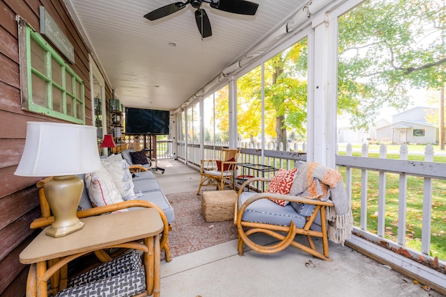 3694 Kerlikowske Rd, Coloma, MI 49038 - sunroom / solarium featuring a ceiling fan