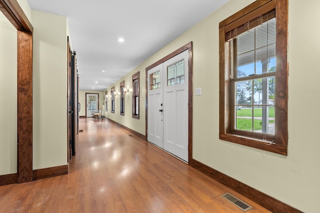3694 Kerlikowske Rd, Coloma, MI 49038 - corridor with baseboards, wood finished floors, and recessed lighting