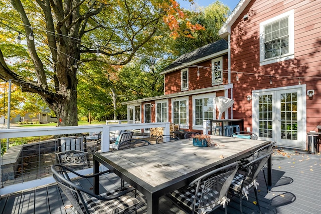 3694 Kerlikowske Rd, Coloma, MI 49038 - wooden terrace featuring outdoor dining space and french doors
