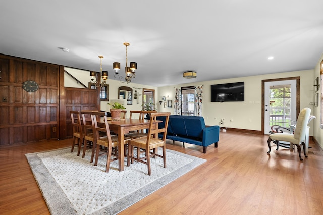 3694 Kerlikowske Rd, Coloma, MI 49038 - dining area with light wood finished floors, a chandelier, and recessed lighting