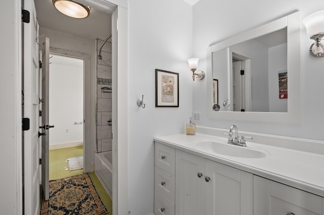 3694 Kerlikowske Rd, Coloma, MI 49038 - full bath featuring vanity, tub / shower combination, and tile patterned flooring
