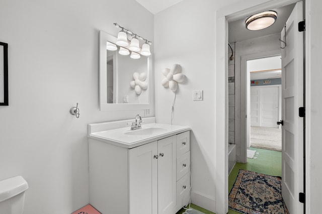 3694 Kerlikowske Rd, Coloma, MI 49038 - full bathroom featuring vanity, toilet, and shower / bath combination